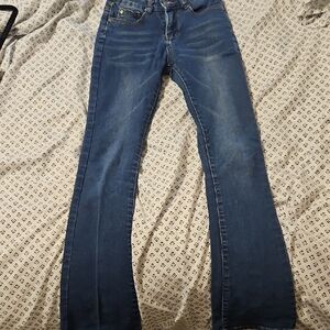 Red Bottom Blue Flare Jeans